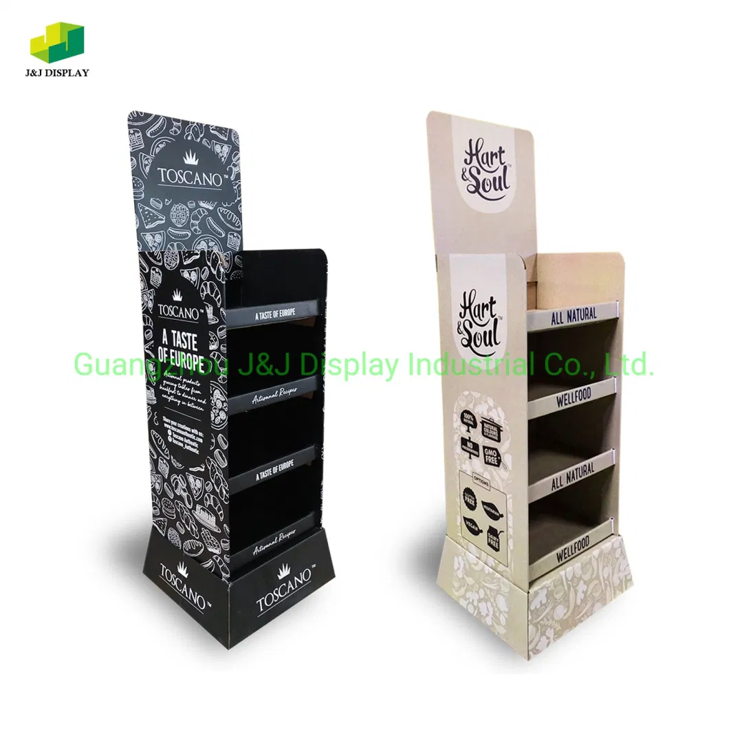 Customized Cardboard Corrugated Paper Promotion Retail Store Advertising Exhibition Pop Foldable Floor Display for Food Snacks