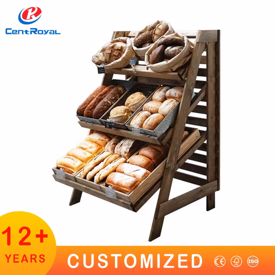 カスタム木製ディスプレイスタンド 飲料ディスプレイラック スナックディスプレイラック 食品ディスプレイスタンド ドリンクディスプレイスタンド 木製フルーツディスプレイラック パンフロアスタンド